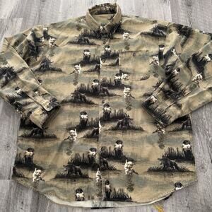 Columbia River Lodge Mens XXL Dog Print Shirt Brown Heavy Canvas Labrador Lab